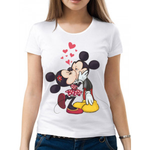  Tricou de damă „Minnie și Mickey Mouse sărut”
