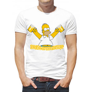  Tricou pentru bărbați „The Simpsons „Beer will change the world”