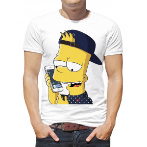  Tricou bărbați „Simpson Bart cu telefon”