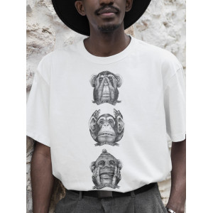  Tricou bărbați „Maimuțe (nu văd nimic, nu aud nimic, nu voi spune nimănui)”