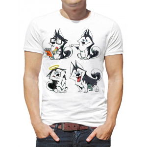  Tricou bărbați Cartoon Husky