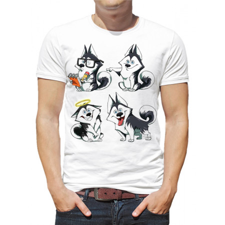  Tricou bărbați Cartoon Husky