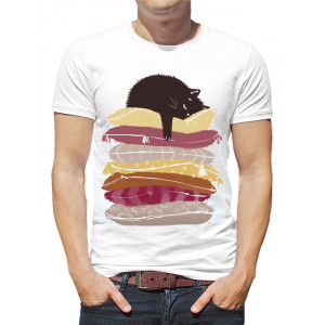  Tricou bărbați Pisica pe perne