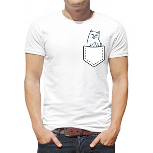  Tricou bărbați Cat in the buzunar