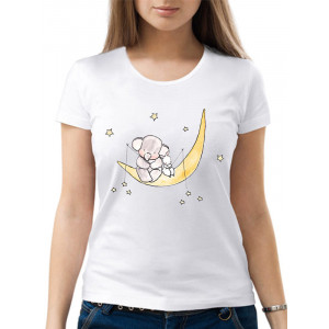  Tricou dama Elefant si iepurele pe luna