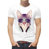  Tricou pentru bărbați Cat cu ochelari și căști
