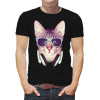  Tricou pentru bărbați Cat cu ochelari și căști