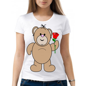  Tricou dama Ursul cu trandafir