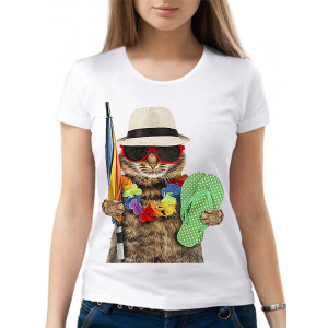  Tricou dama Cat in vacanta