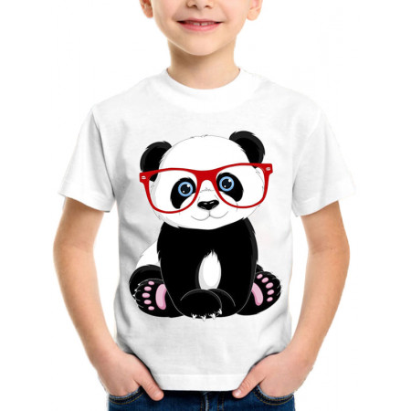  Tricou pentru copii Panda cu ochelari
