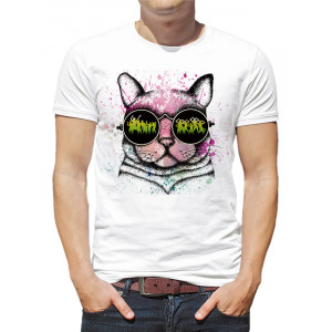  Tricou bărbați Art cat cu ochelari. Photo 2