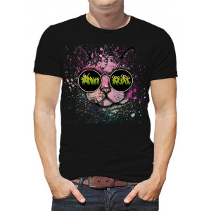  Tricou bărbați Art cat cu ochelari