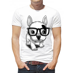  Tricou bărbați Puppy cu ochelari