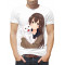  Tricou bărbați Anime Girl cu o pisică. Photo 1