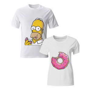  Tricou cuplu Homer și gogoașă