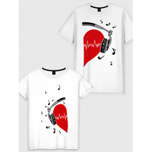  Tricou cuplu Căști și inimă