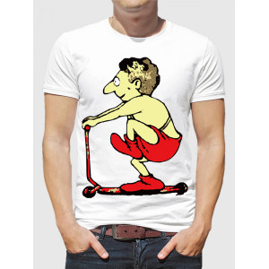  Tricou bărbătesc Pe scuter în pantaloni scurți roșii