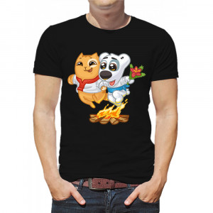 Tricou pentru bărbați „Câine și pisică”