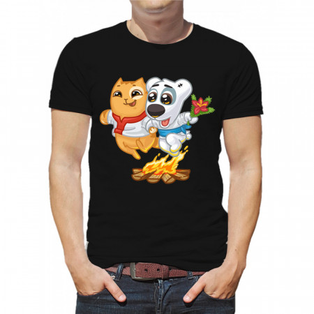  Tricou pentru bărbați „Câine și pisică”