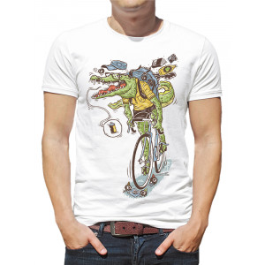  Tricou bărbați „Crocodil pe bicicletă”