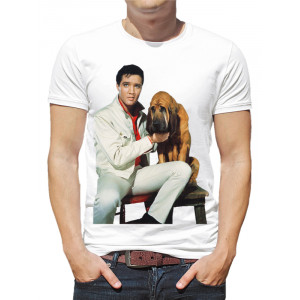  Tricou bărbați Elvis Presley cu un câine
