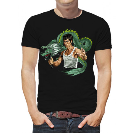  Tricou pentru bărbați Bruce Lee cu dragon