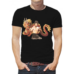  Tricou pentru bărbați Bruce Lee cu dragon