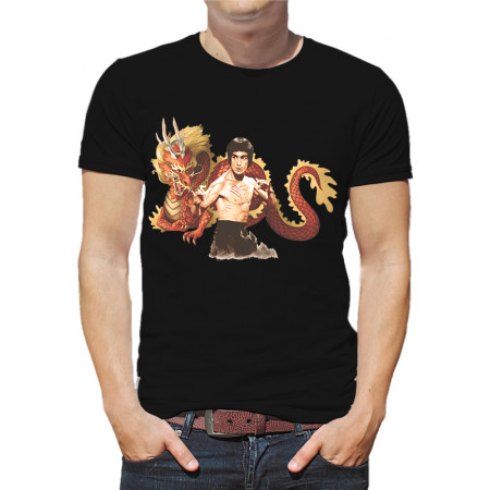  Tricou pentru bărbați Bruce Lee cu dragon