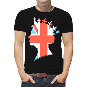  Tricou bărbați Regina Elisabeta a II-a, steag