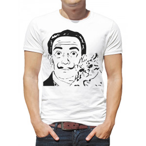  Tricou bărbați Salvador Dali cu o pisică