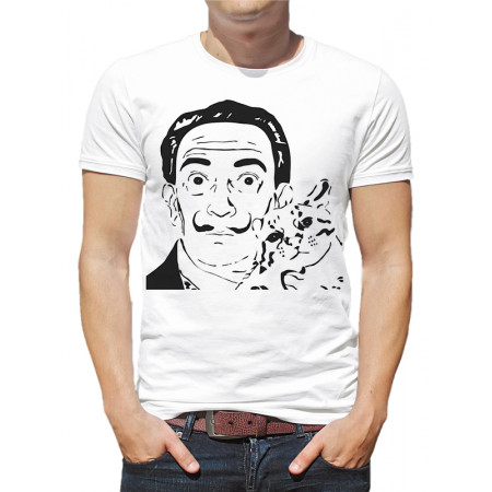  Tricou bărbați Salvador Dali cu o pisică