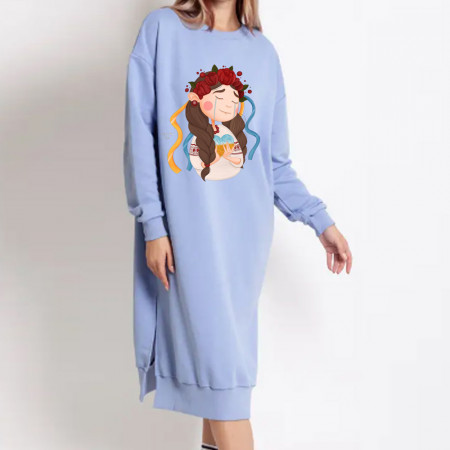 Rochie midi Ukrainochka cu o inimă în mâinile ei de înaltă calitate