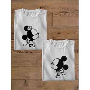  Tricou de cuplu Mickey și Minnie Mouse Kiss