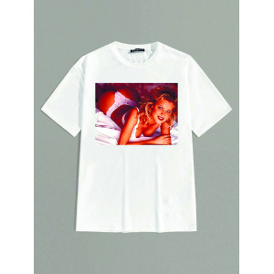 Tricou Fată în lenjerie albă