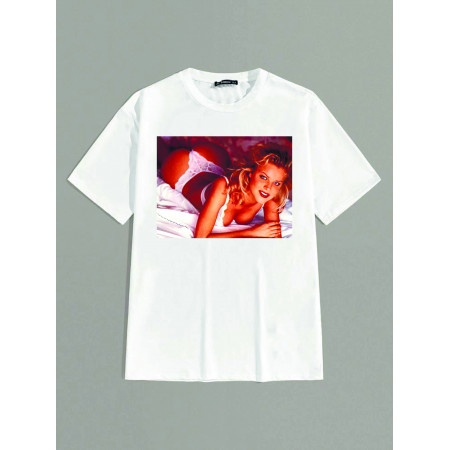 Tricou Fata din lenjerie albă din bumbac