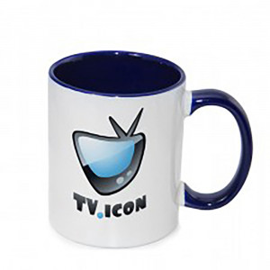 Cană (cupă) cu mâner colorat, colorată în interior cu imprimeul tău. Photo 3