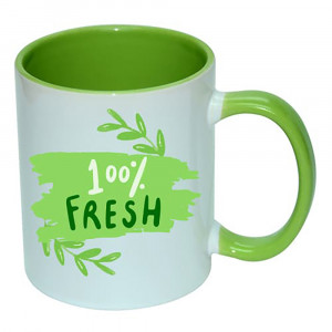 Cană (cupă) cu mâner colorat, colorată în interior cu imprimeul tău. Photo 2