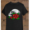 Tricou de Halloween - craniu cu flori de bumbac