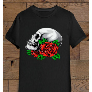 Tricou de Halloween - craniu cu flori