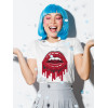 Tricou din bumbac cu buze suculente