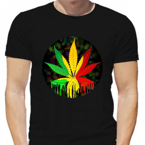 Tricou din cânepă în culorile steagului Rasta