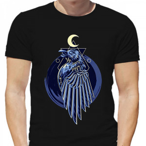 Tricou cu tatuaj corb