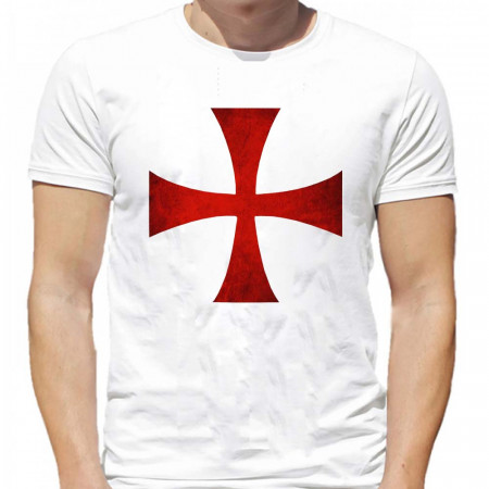 Tricou din bumbac cu steag Templier